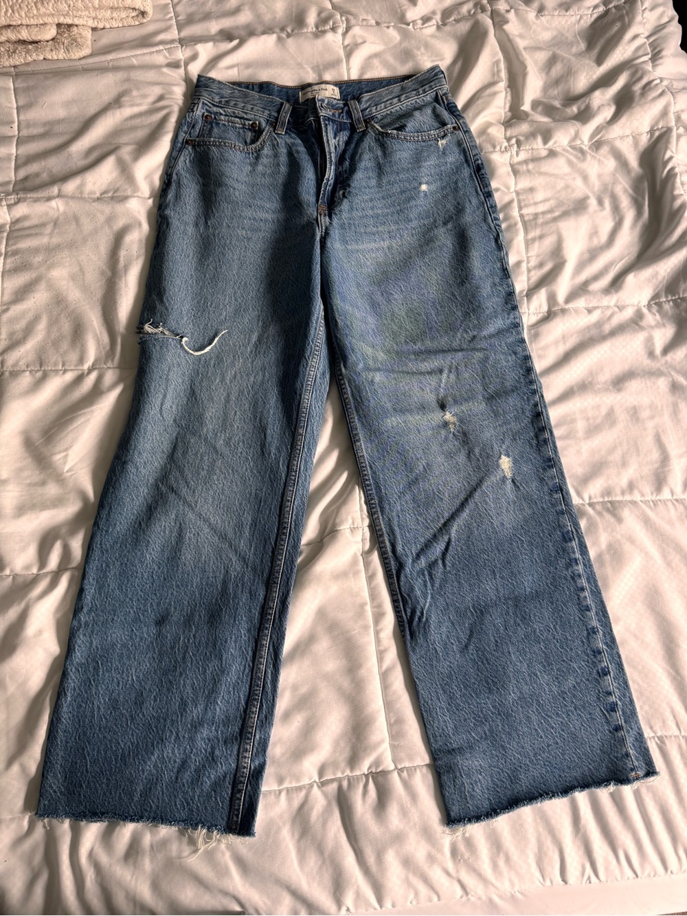 Abercrombie The Loose High Rise Jeans 28/6 Short Distressed
